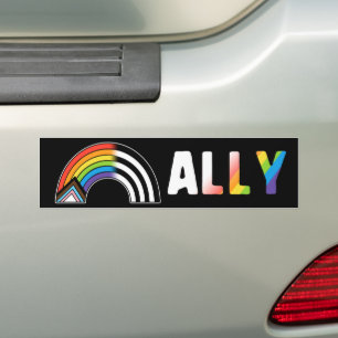 LGBT Ally Flag Progress Pride Flag Straight Ally Bumpersticker