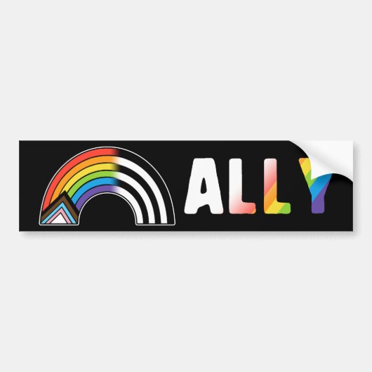 LGBT Ally Flag Progress Pride Flag Straight Ally Bumpersticker (Voorkant)