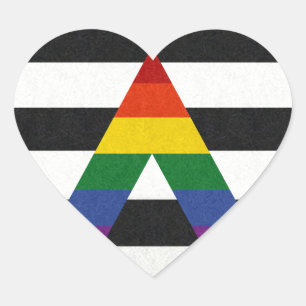 LGBT Ally Pride vlag gekleurde achtergrond Hart Sticker