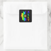 LGBT Ally Rainbow Flag Flower Sunflower Vierkante Sticker (Tas)