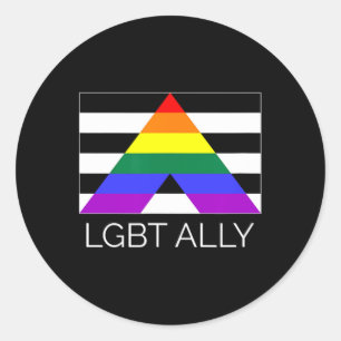 LGBT Ally Rainbow Gay Pride Flag T Shirt Ronde Sticker