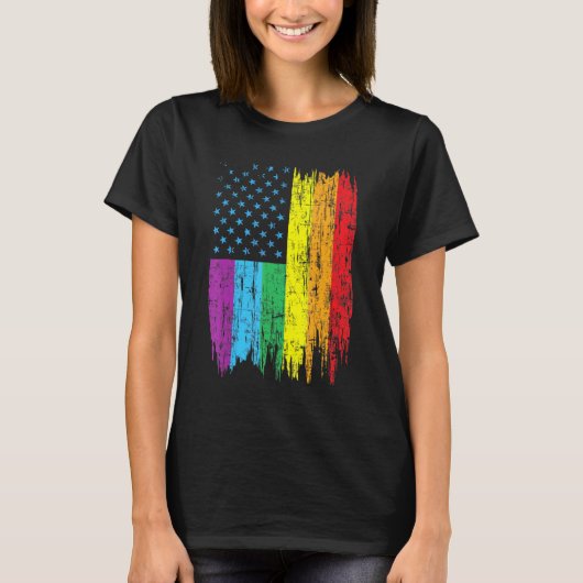 Lgbt American Flag Pride  Old Patriotic T-shirt (Voorkant)