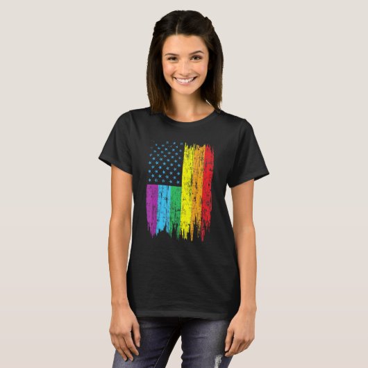 Lgbt American Flag Pride  Old Patriotic T-shirt (Voorkant volledig)