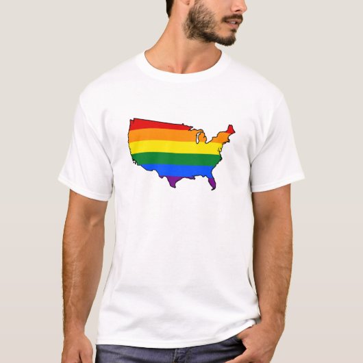 LGBT American pride map T-Shirt (Voorkant)