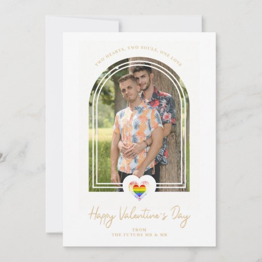LGBT Arch Effect Pride Heart Happy Valentine's Day Save The Date (Voorkant)
