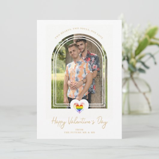 LGBT Arch Effect Pride Heart Happy Valentine's Day Save The Date (Staand voorkant)