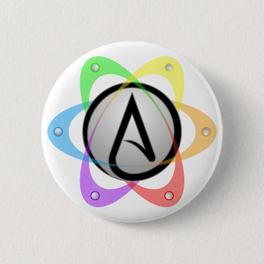 LGBT Atheïst Atom Symbol.png Ronde Button 5,7 Cm (Voorkant)