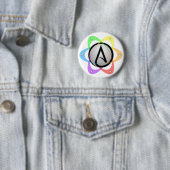 LGBT Atheïst Atom Symbol.png Ronde Button 5,7 Cm (In situ)