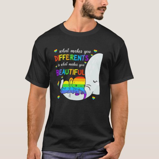 LGBT-bewustzijn Wat maakt jou anders Olifant M T-shirt (Voorkant)