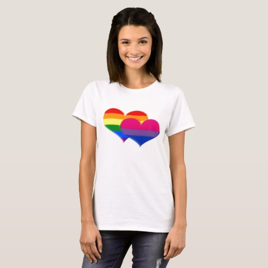 LGBT Bi Pride Pastel Hearts T-shirt (Voorkant volledig)
