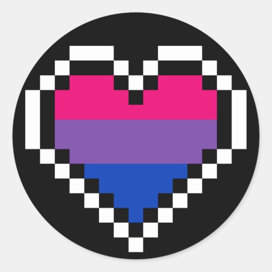 LGBT biseksuele pride pixel art Ronde Sticker (Voorkant)