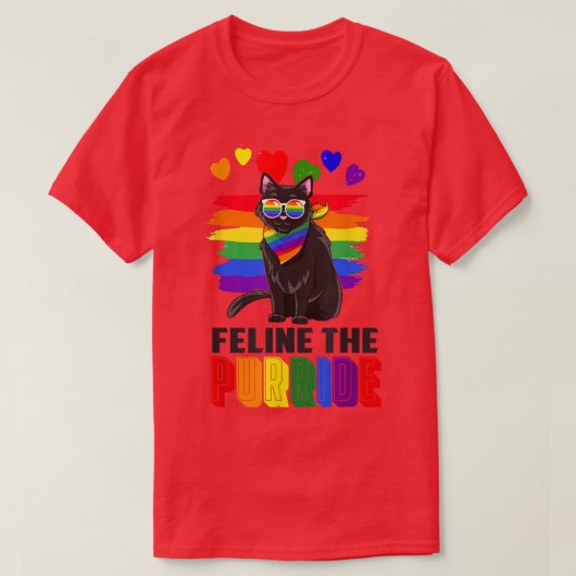 LGBT Black Cat Feline the Pride T-shirt (Design voorkant)