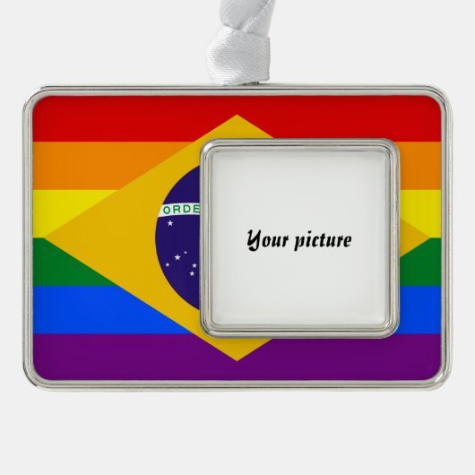 LGBT Brazilië Verzilverd Omlijst Ornament (Voorkant)