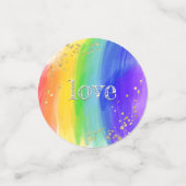 LGBT Bruiloft Waterverf Rainbow & Gold Sparkle Confetti (Kleine voorkant)