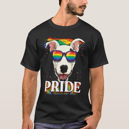 Lgbt Bull Terrier Gay Pride Lgbetq Rainbow Flag Su T-shirt (Voorkant)
