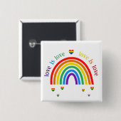 LGBT Button Badge - Rainbow Hearts Love is Love (Voorkant /achterkant)