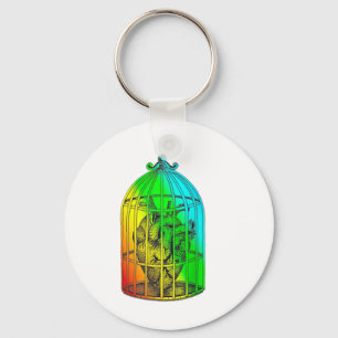 LGBT Caged Heart Valentijns Tattoo Regenboog Desig Sleutelhanger