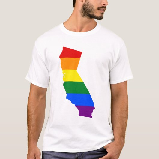 LGBT California, US State flag map T-Shirt (Voorkant)