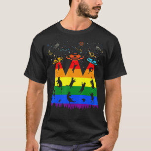 LGBT Cat Alien Abductie Gay Pride Cat LGB T-shirt