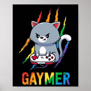 LGBT Cat Pride Shirt Rainbow Video Game Lovers GIF Poster