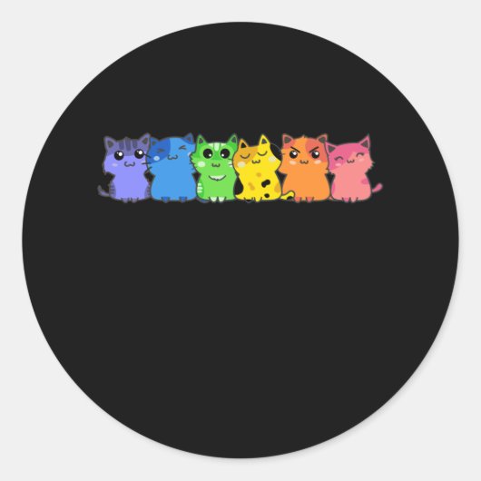 LGBT Cat Rainbow Gay Lesbisch Kleurrijk Kat Ronde Sticker (Voorkant)