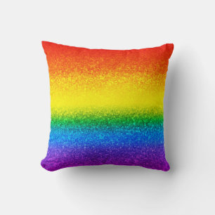 LGBT Chic Rainbow Glitter Stripes Sparkles Kussen