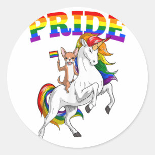 LGBT Chihuahua Dog Unicorn Gay Pride Rainbow LGBTQ Ronde Sticker
