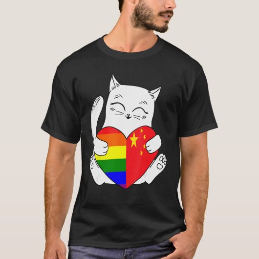 LGBT China Cat Ally Animal  Pride Supporter T-shirt (Voorkant)