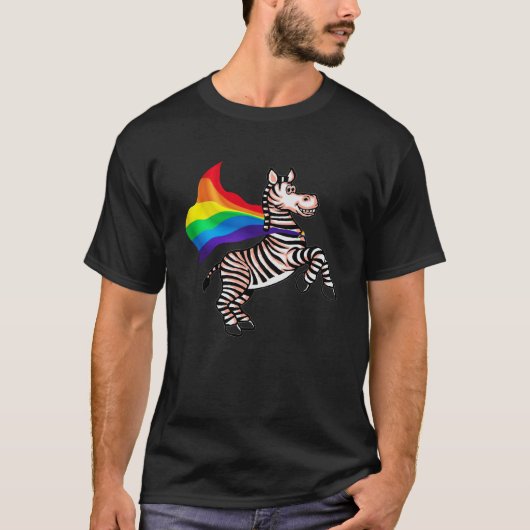 LGBT Community Pride Zebra Rainbow Flag T Shirt (Voorkant)