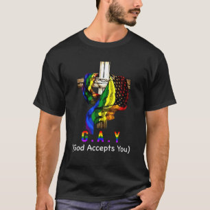 LGBT Cross Jesus Gay God accepteert je Christelijk T-shirt