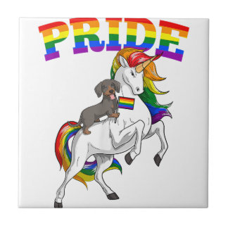 LGBT Dachshund Hond Eenhoorn Gay Pride Rainbow LGB Tegeltje