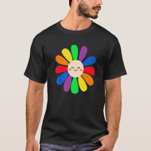 LGBT Daisy Flower Smile Gezicht Regenboog LGBT Gay T-shirt