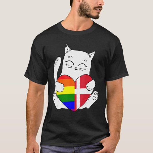 LGBT Denmark Cat Ally Animal  Pride Supporter T-shirt (Voorkant)