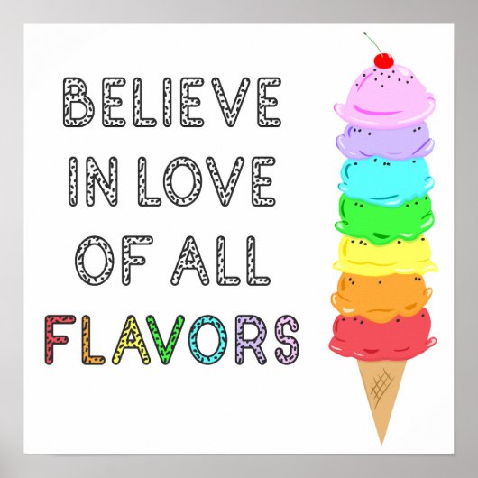 Lgbt Diversity Ice Cream Love of All Flavors Quote Poster (Voorkant)