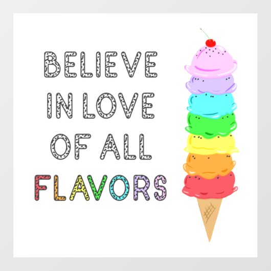 Lgbt Diversity Ice Cream Love of All Flavors Quote Raamsticker (Vel)