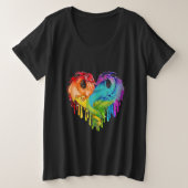 LGBT Dragon Heart Rainbow Heart Dragon LGBT Pride Grote Maat T-shirt (Design voorkant)