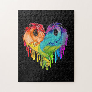 LGBT Dragon Heart Rainbow Heart Dragon LGBT Pride Legpuzzel
