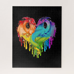 LGBT Dragon Heart Rainbow Heart Dragon LGBT Pride Legpuzzel