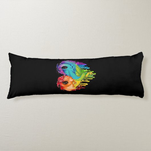 LGBT Dragon Heart Rainbow Heart Dragon LGBT Pride Lichaamskussen (Voorkant)