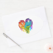 Lgbt Dragon Heart Rainbow Heart Dragon Lgbt Pride Ovale Sticker (Envelop)