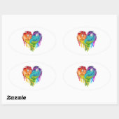 Lgbt Dragon Heart Rainbow Heart Dragon Lgbt Pride Ovale Sticker (Vel)