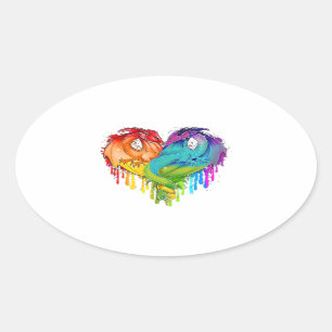 Lgbt Dragon Heart Rainbow Heart Dragon Lgbt Pride Ovale Sticker
