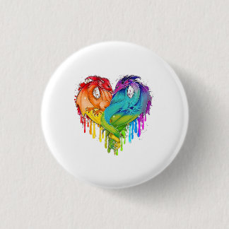 Lgbt Dragon Heart Rainbow Heart Dragon Lgbt Pride Ronde Button 3,2 Cm