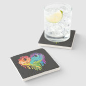 Lgbt Dragon Heart Rainbow Heart Dragon Lgbt Pride Stenen Onderzetter (Zijkant)