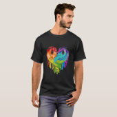 LGBT Dragon Heart Rainbow Heart Dragon LGBT Pride T-shirt (Voorkant volledig)