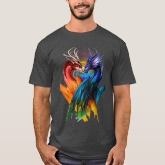 LGBT Dragon Heart Rainbow Heart Dragon LGBT T T-shirt