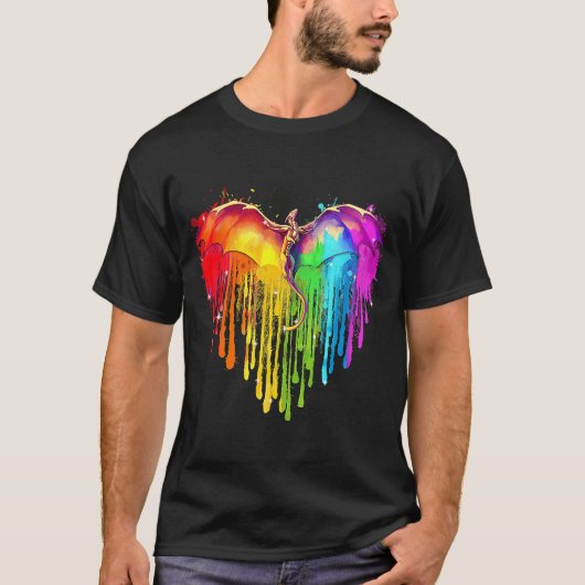 LGBT Dragon Rainbow Heart LGBT Pride Rainbow Drago T-shirt (Voorkant)