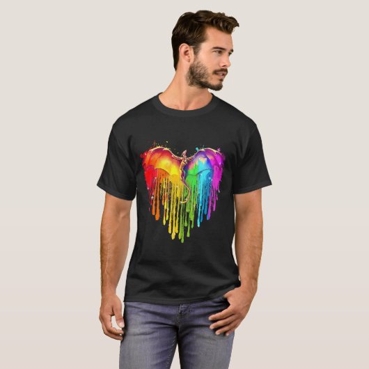 LGBT Dragon Rainbow Heart LGBT Pride Rainbow Drago T-shirt (Voorkant volledig)