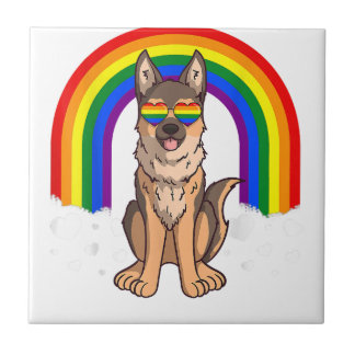LGBT Duitse Herder Hond Gay Pride Rainbow LGBTQ Tegeltje
