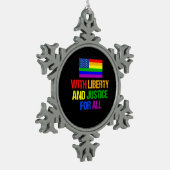 LGBT Equal Rights Rainbow American Flag Tin Sneeuwvlok Ornament (Links)